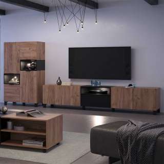 Fernseher Schrankwand in modernem Design 140 cm hoch (zweiteilig)