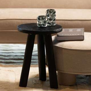Massiver Beistelltisch Sofa im rustikalen Stil Schwarz