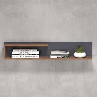 Wohnzimmerregal in modernem Design Dunkelgrau und Holzoptik Braun