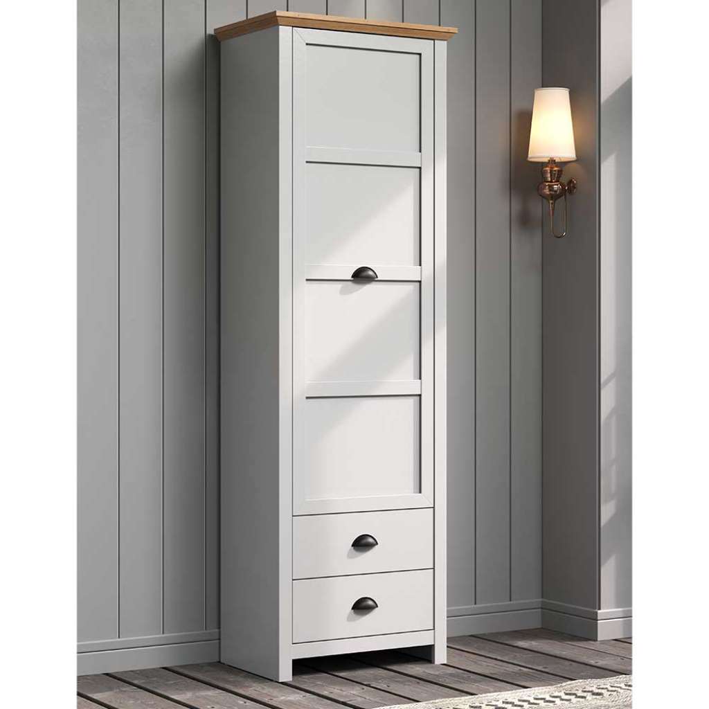 Garderobenschrank Landhaus in Lichtgrau Wildeichefarben