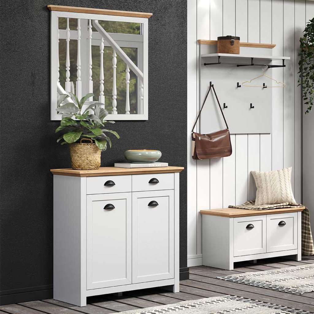 Garderobenprogramm im Landhausstil Lichtgrau (vierteilig)