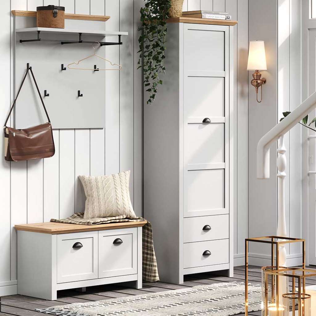 Flurmöbel Set in Lichtgrau Wildeichefarben (dreiteilig)