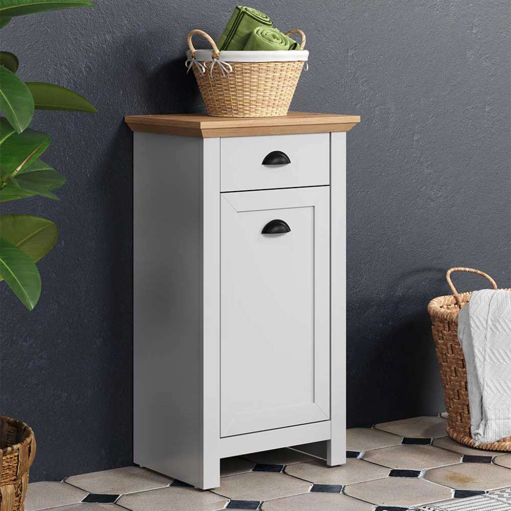 Landhaus Badunterschrank in Lichtgrau Wildeichefarben