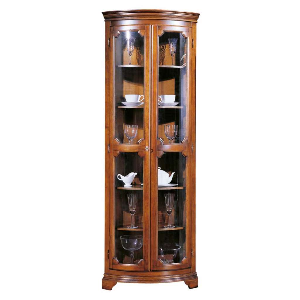 Eck-Vitrine Nussbaum Braun in italienischem Design 201 cm hoch