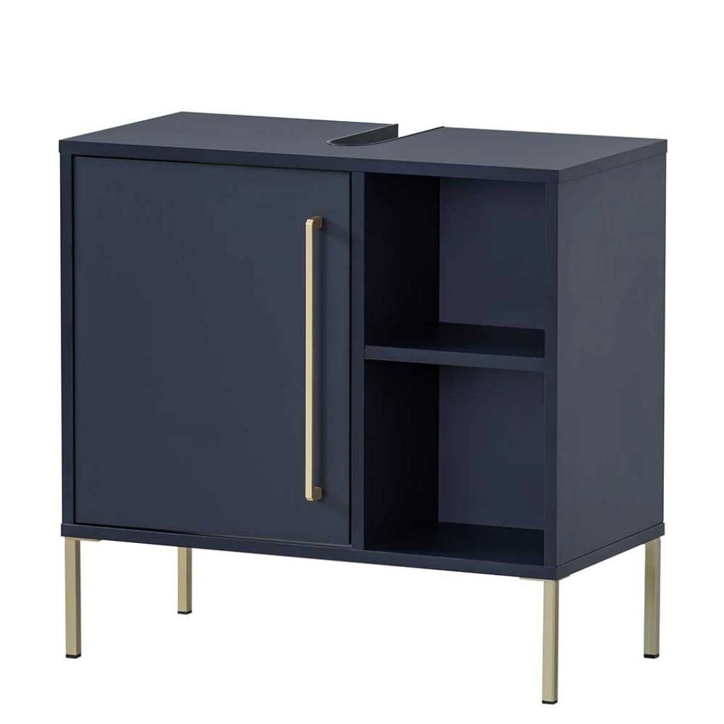 Unterbeckenschrank modern in Dunkelblau und Goldfarben 65 cm breit