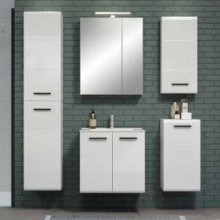Waschplatz Set 3 teilig weiss in modernem Design Hochglanz (fünfteilig)