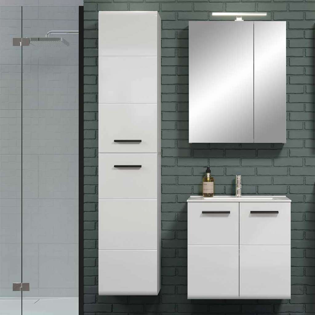 Badmöbel 3teilig weiss in modernem Design Hochglanz (dreiteilig)