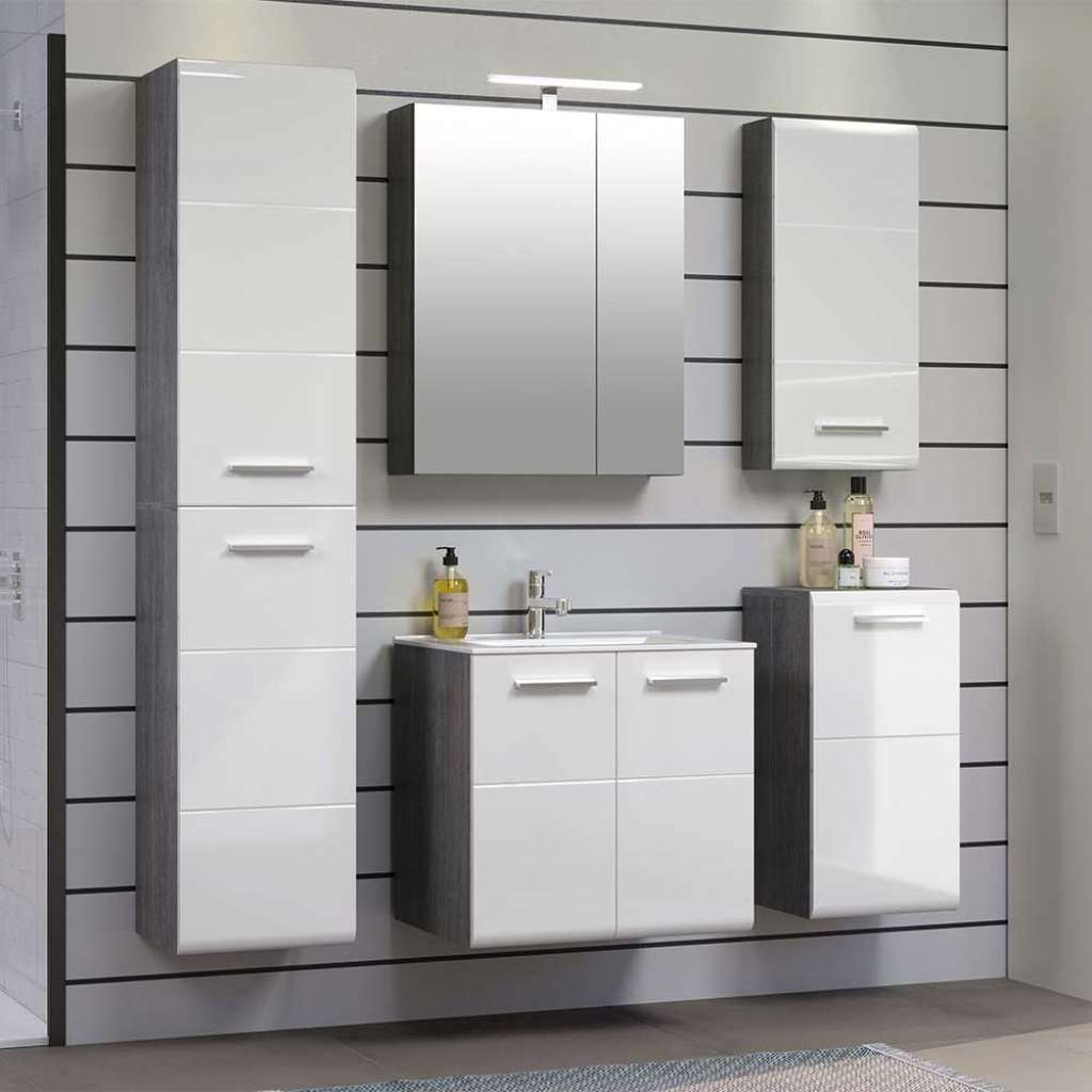 Badset mit Spiegelschrank in modernem Design die Wandmontage (fünfteilig)