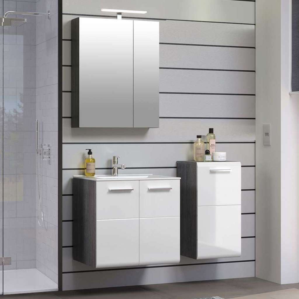 Badezimmerset mit Spiegelschrank in modernem Design die Wandmontage (dreiteilig)