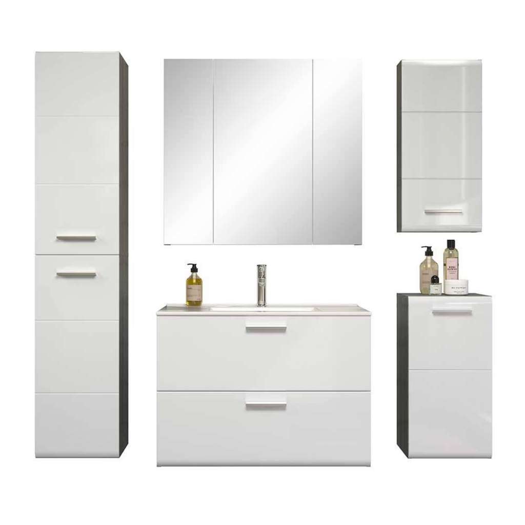 Badmöbelkomplettset Hochglanzfront in modernem Design die Wandmontage (fünfteilig)