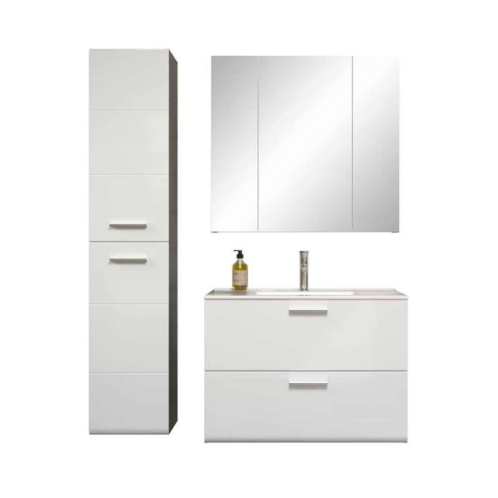 Badmöbelkomplettset modern für die Wandmontage 170 cm hoch (dreiteilig)