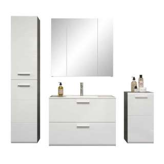 Modernes Badezimmermöbel Set in Silbergrau Weiß (vierteilig)