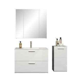 Badmöbel Set dreiteilig in modernem Design Hochglanz Front (dreiteilig)