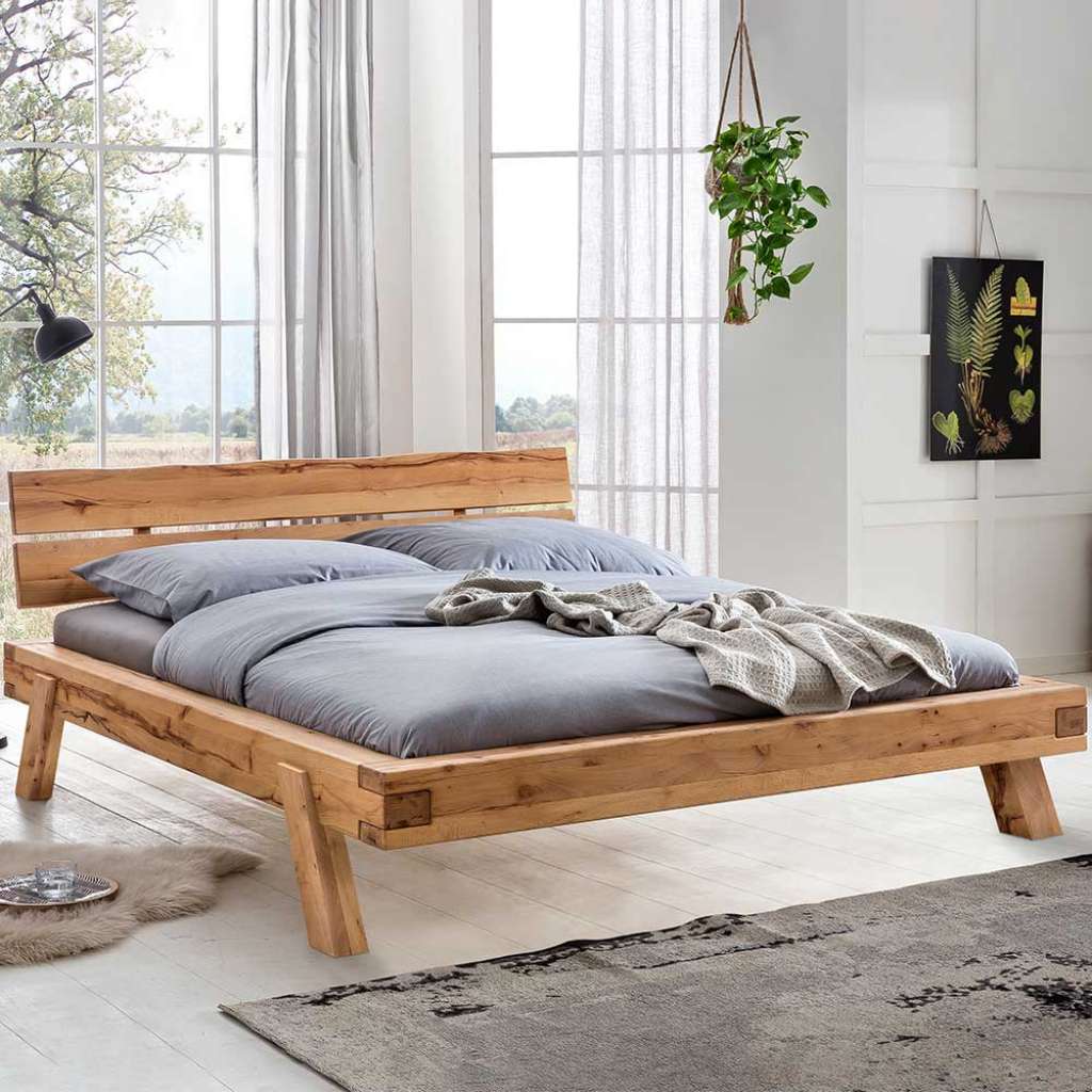 Doppelbett massiv Kernbuche geölt 40 cm Einstiegshöhe