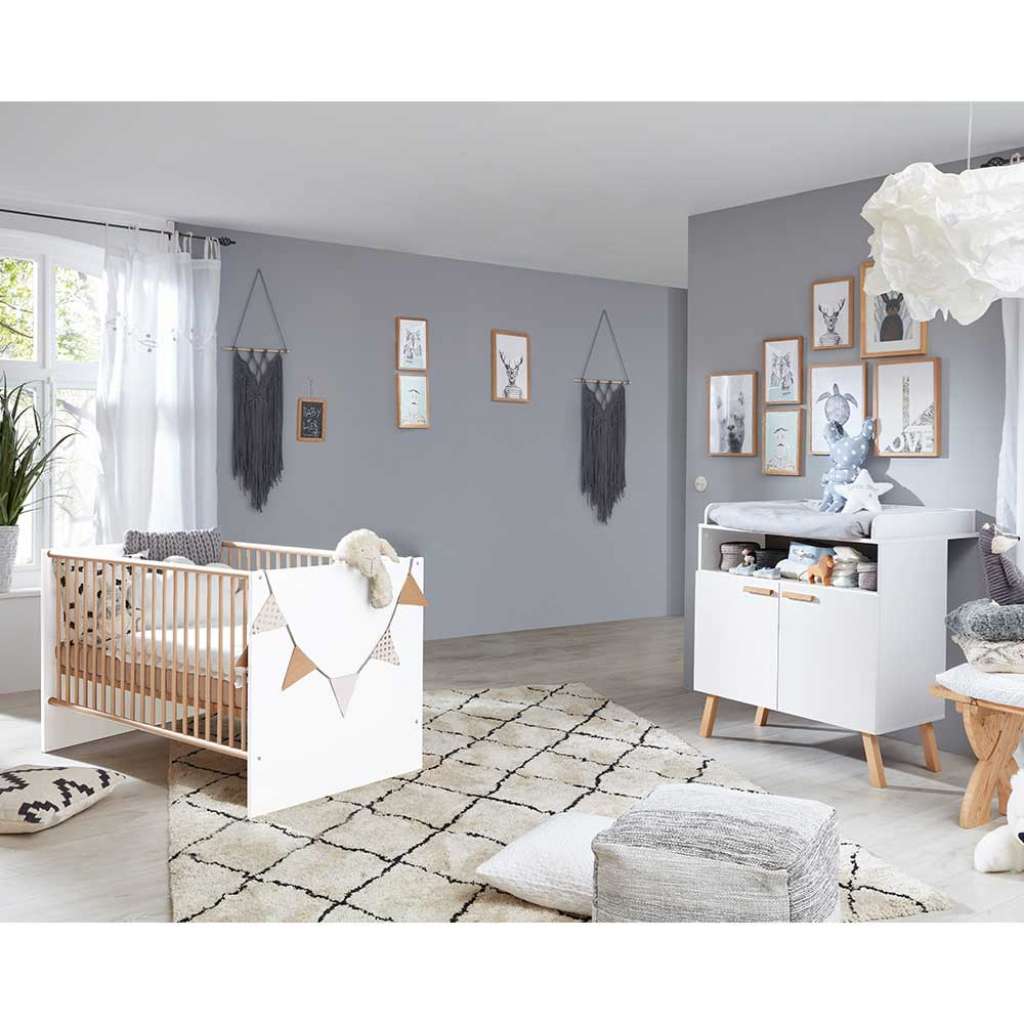 Kleinkinderzimmer weiss Skandi höhenverstellbar zweiteilig (zweiteilig)