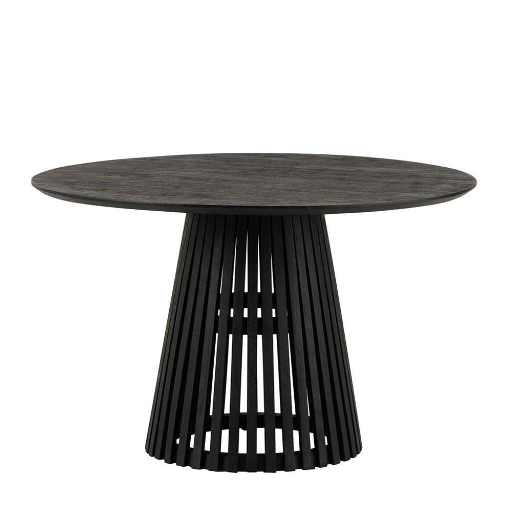 Holz Küchentisch modern in Schwarz runder Tischplatte