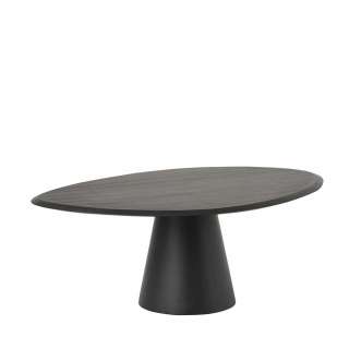 Wohnzimmertisch Mangoholz schwarz mit ovaler Tischplatte 47 cm hoch