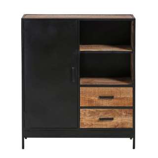 Factory Style Highboard aus Mangobaum Massivholz & Metall 102 cm breit