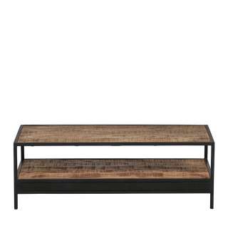 Industrial Couchtisch mit Ablage Mangobaum Massivholz & Metall