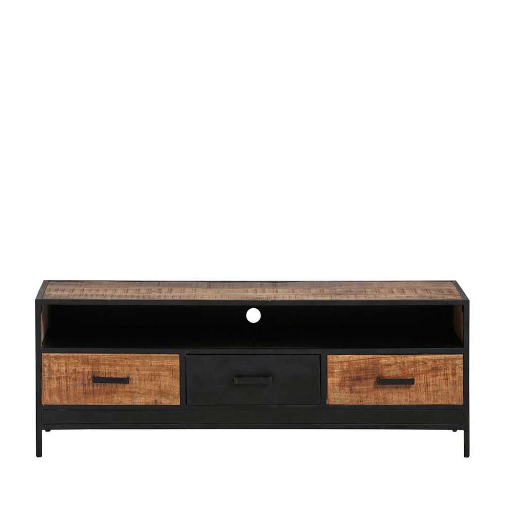 Industriestil TV Board aus Mangobaum Massivholz Metall