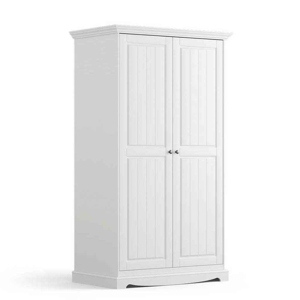 Massivholzkleiderschrank weiß im Landhausstil 108 cm breit