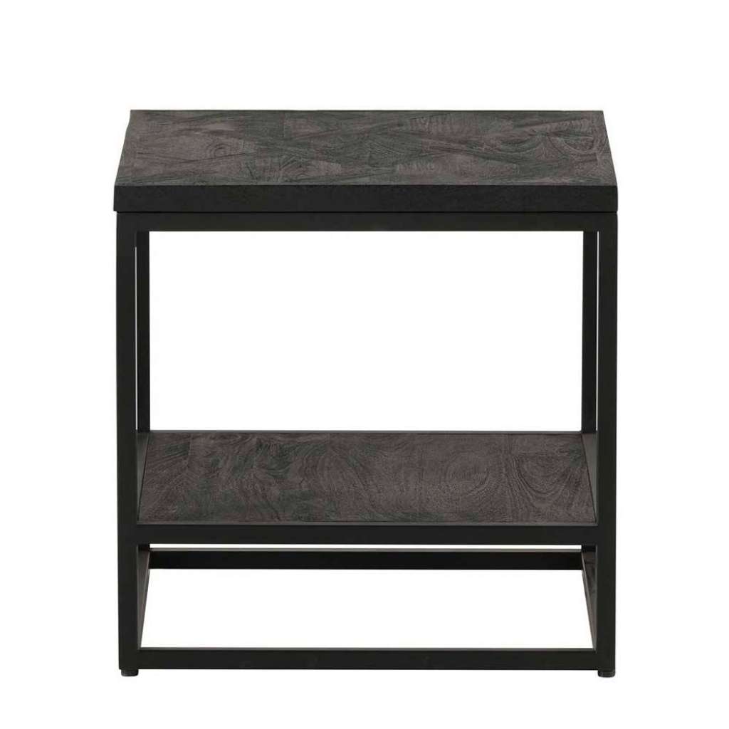 Beistelltisch Sofa schwarz mit quadratischer Tischplatte Bügelgestell