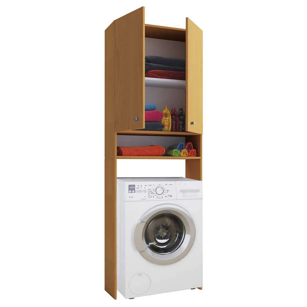 Waschmaschinenschrank in Buchefarben 184 cm hoch - 27 cm tief