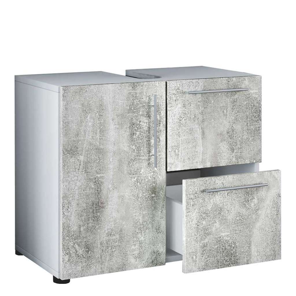 Günstiger Unterbeckenschrank 51 cm hoch Beton Optik Grau