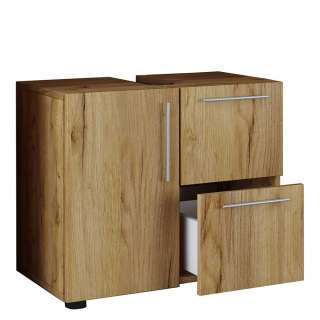Waschtischunterbau Holzoptik in Wildeiche Honigfarben 51 cm hoch