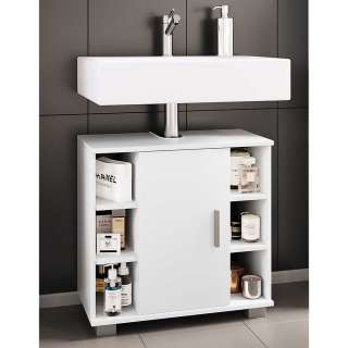 Waschbeckenunterschrank mit Tür in Weiß 58 cm hoch - 60 cm breit