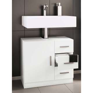 Waschschrank modern weiss mit drei Schubladen 56 cm hoch
