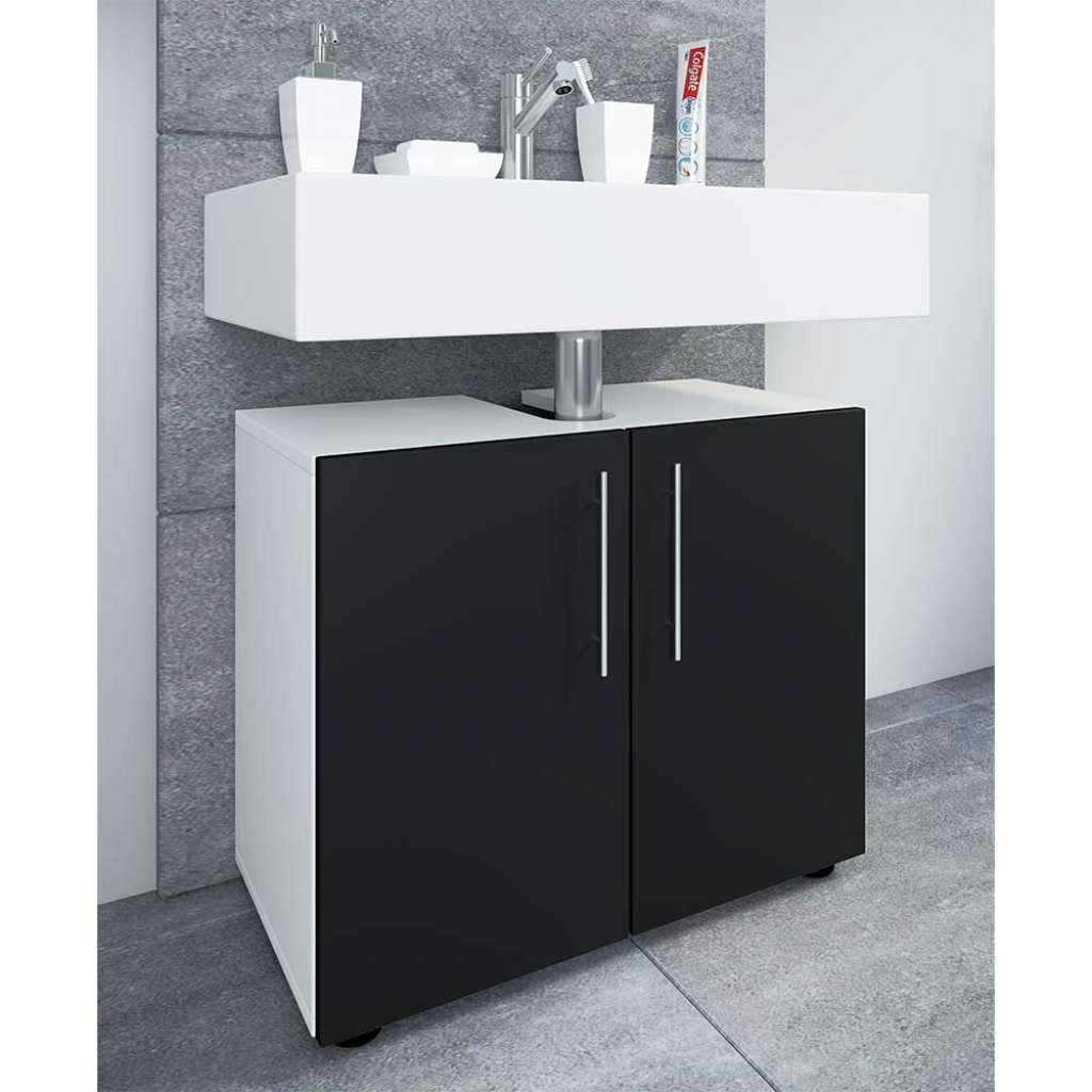 Waschschrank schwarz weiss mit Drehtüren 60 cm breit - 51 cm hoch