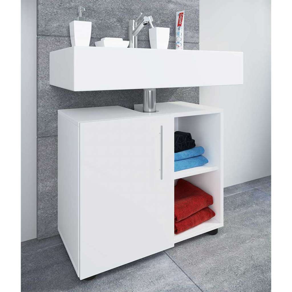 Badezimmerkommode für Waschbecken in Weiß Drehtür