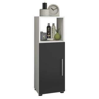 Schmaler Badschrank in Schwarz und Weiss melaminbeschichtet