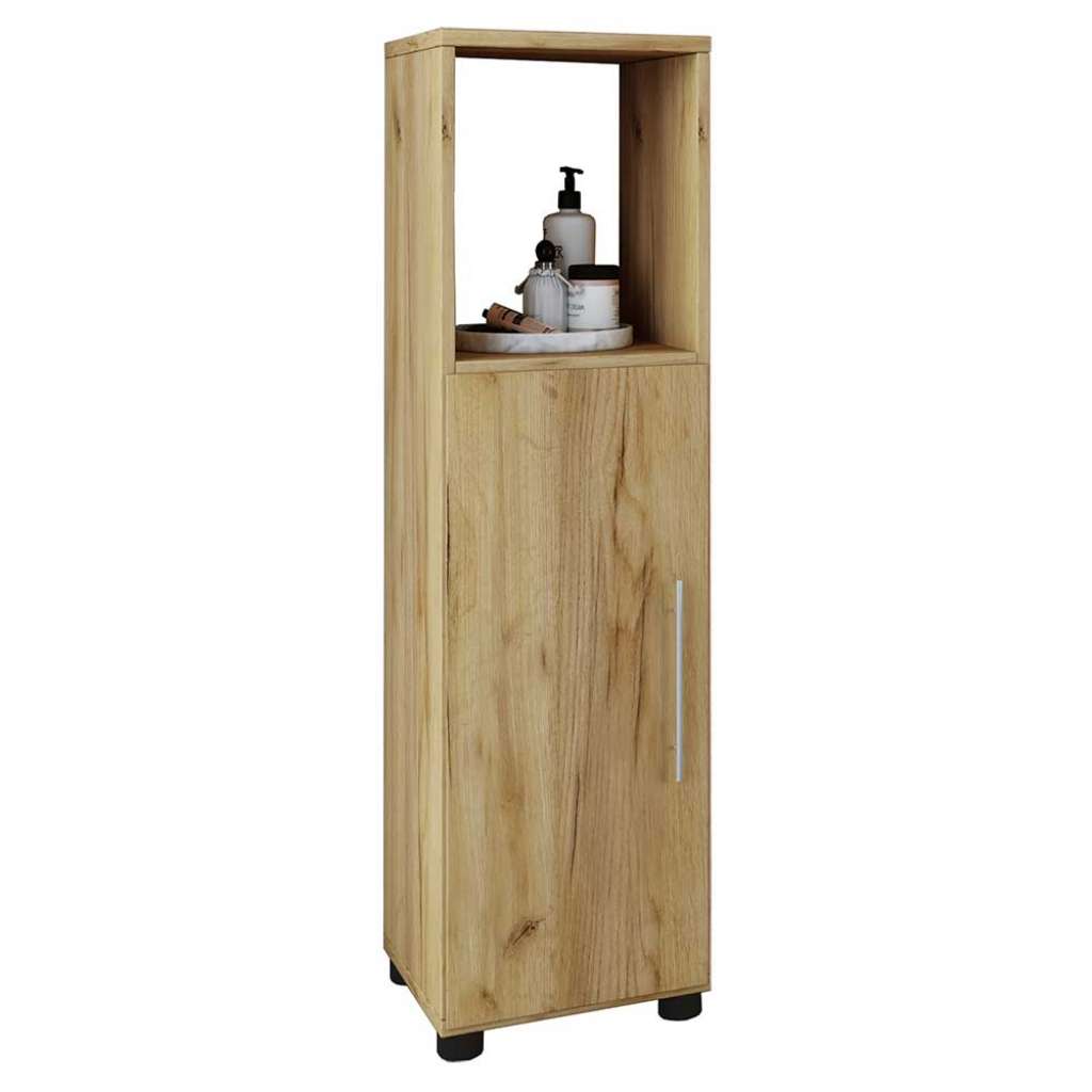 Badezimmerschränkchen schmal in Wildeiche Honigfarben 93 cm hoch
