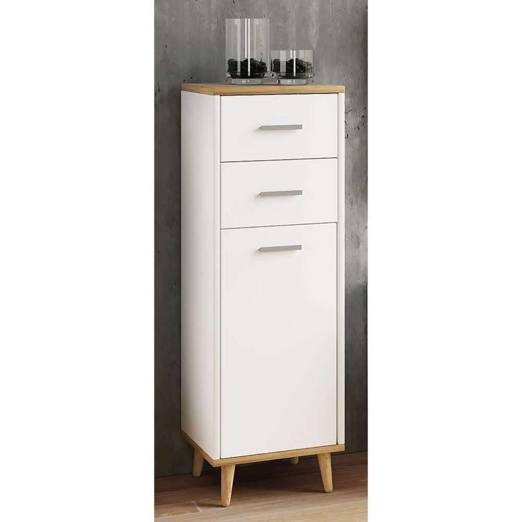 Moderner Unterschrank in Wildeiche Honigfarben und Weiß 97 cm hoch