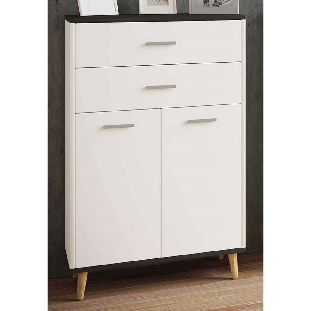 Modernes Highboard mit Schubladen in Weiß Anthrazit