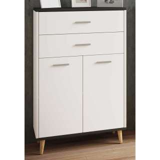 Modernes Highboard mit Schubladen in Weiß Anthrazit