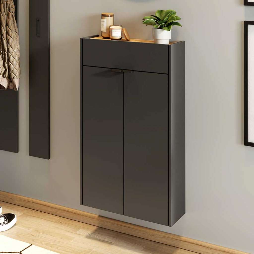 Dielen Wandschrank in Wildeichefarben und Dunkelgrau Made in Germany