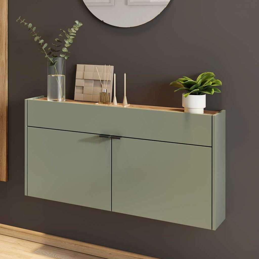 Wand Sideboard modern in Graugrün Wildeichefarben