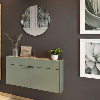 Moderne Flurmöbel mit Spiegel in Graugrün Wildeichefarben (zweiteilig)