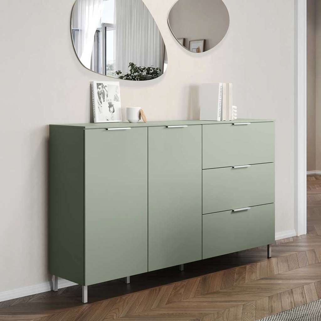 Große Esszimmer Kommode in Graugrün melaminbeschichtet Made in Germany