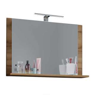 Wand Badspiegel Holzoptik in modernem Design mit Ablage