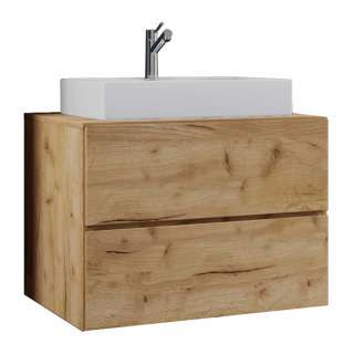 Waschtisch in Holzoptik mit zwei Schubladen Push to open Funktion