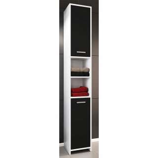 Badhochschrank schmal in modernem Design Weiß-Schwarz