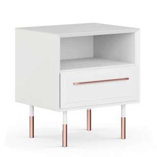 Schlafzimmer Kommode in Weiß und Rosegold Kiefer Massivholz