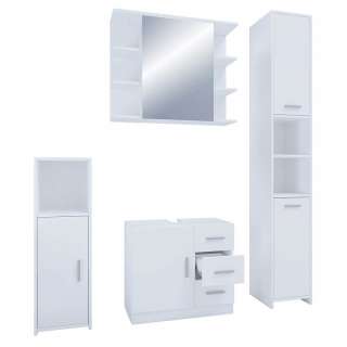 Badmöbel modern weiss 180 cm hoch Spiegelschrank (vierteilig)