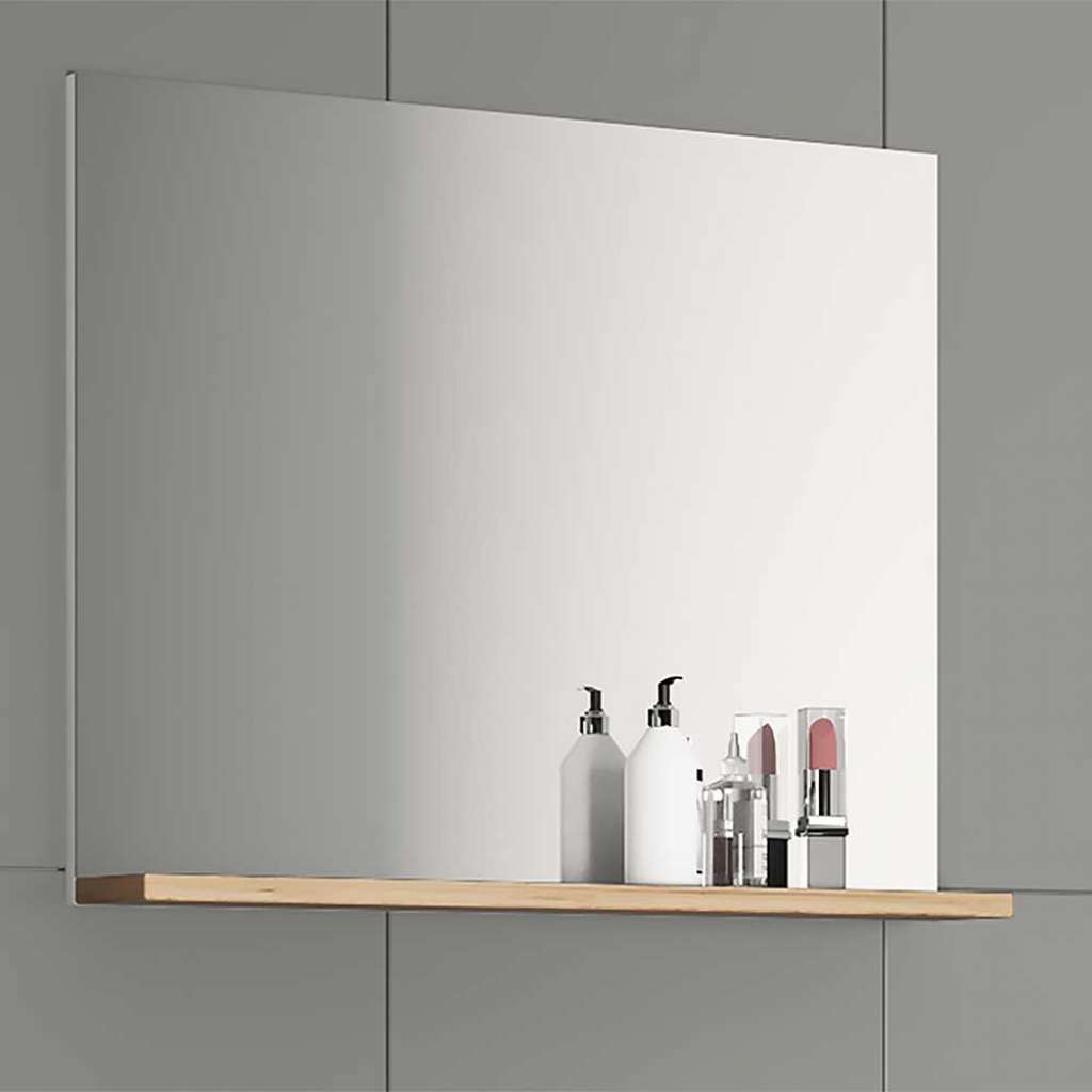 Spiegel zum Aufhängen mit Ablage in Wildeiche Honigfarben 50 cm breit