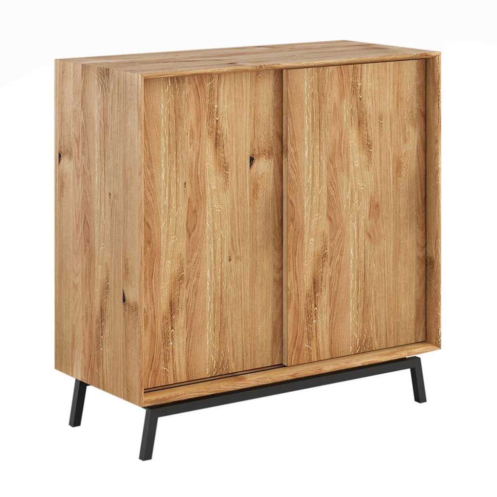 Kommode Massivholz Barschrank im Industry und Loft Stil Schiebetüren