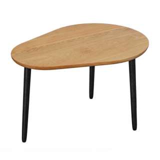 Sofatisch Retro aus Eiche Massivholz ovaler Tischplatte